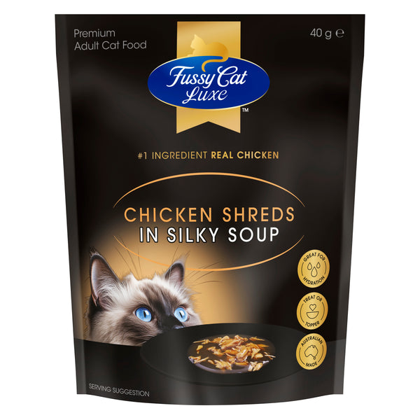 Fussy Cat Luxe Chicken Shreds in Silky Soup 40g