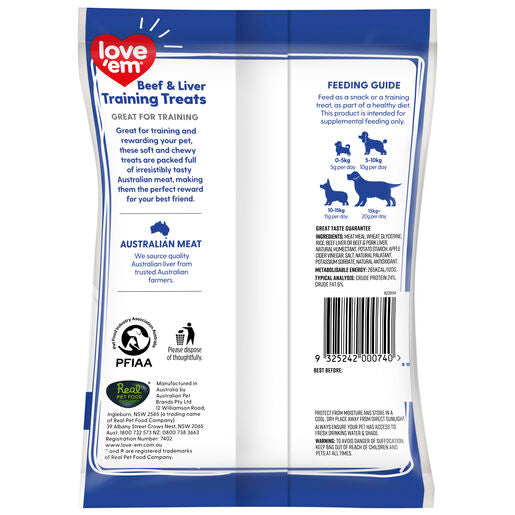 love'em Beef & Liver Training Treats Dog Treats 200g