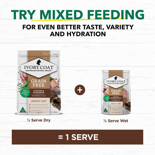 IVORY COAT Grain Free Adult Wet Cat Food Chicken & Kangaroo in Gravy 85g