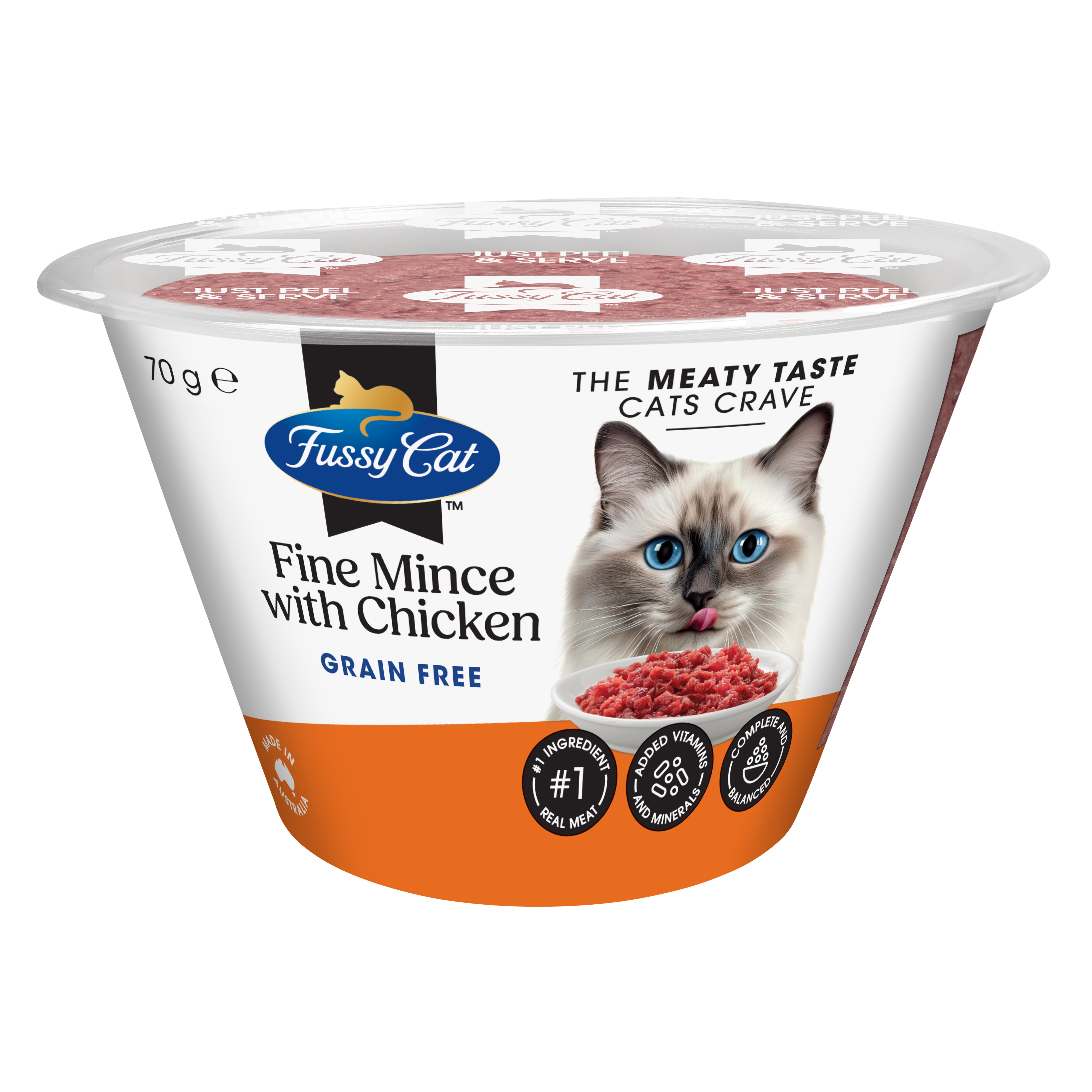 Fussy Cat Grain Free Fine Mince with Chicken Chilled Cat Food 70g