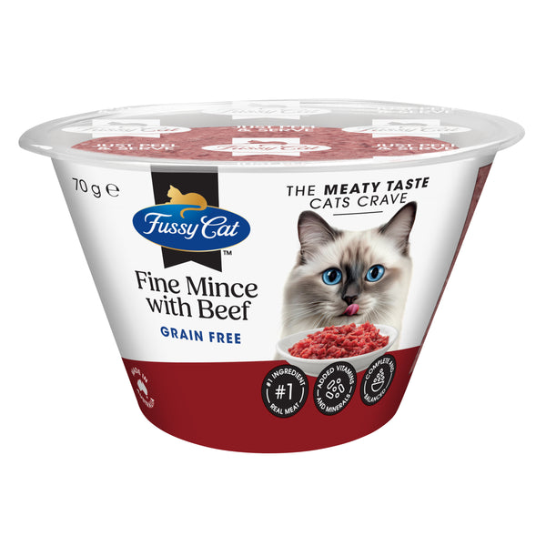 Fussy Cat Grain Free Fine Mince with Beef Chilled Cat Food 70g