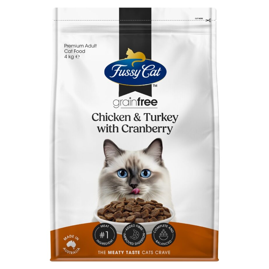 Fussy Cat Grain Free Chicken and Turkey with Cranberry Dry Cat Food 4kg