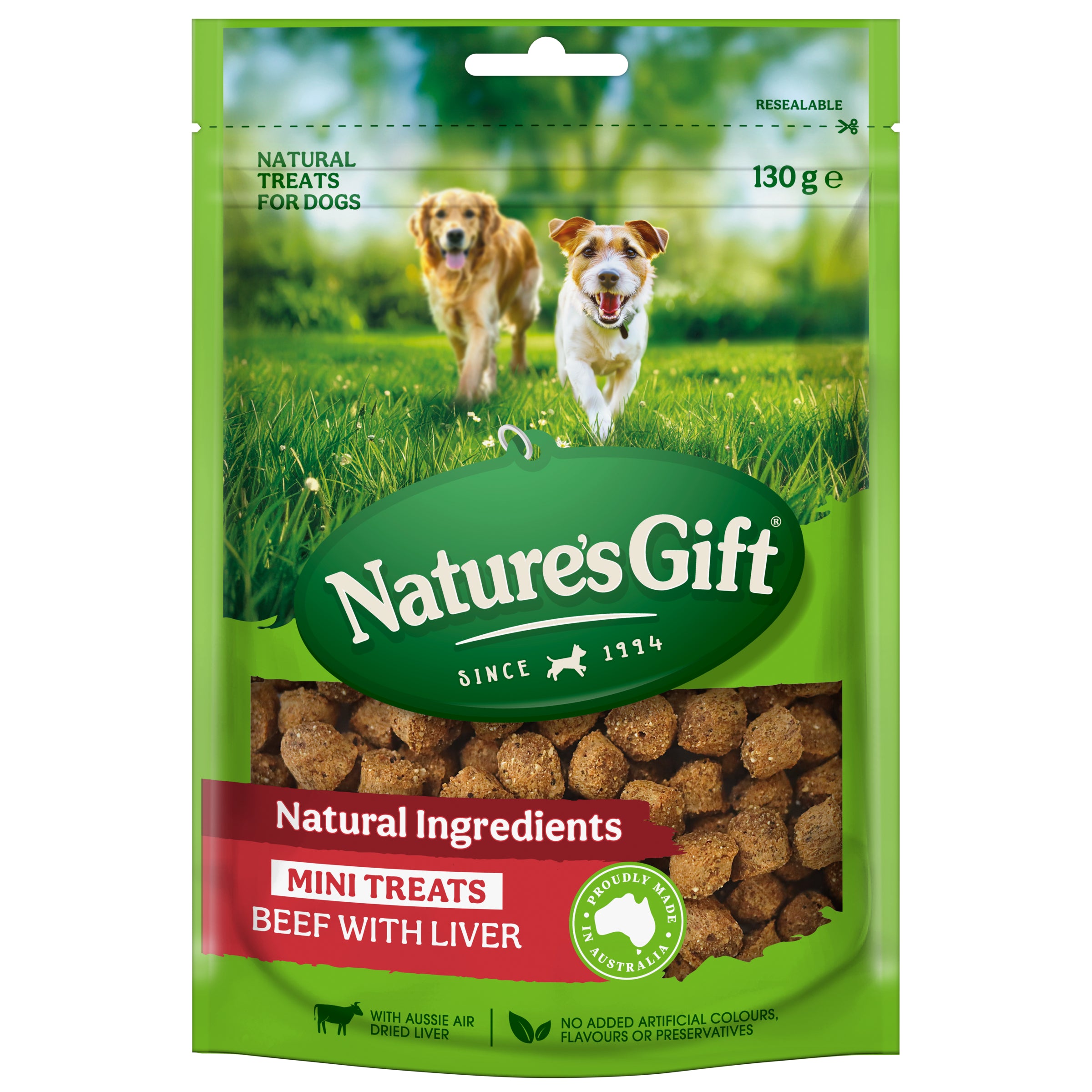 Nature's Gift Dog Treats Mini Bites Beef with Liver 130g