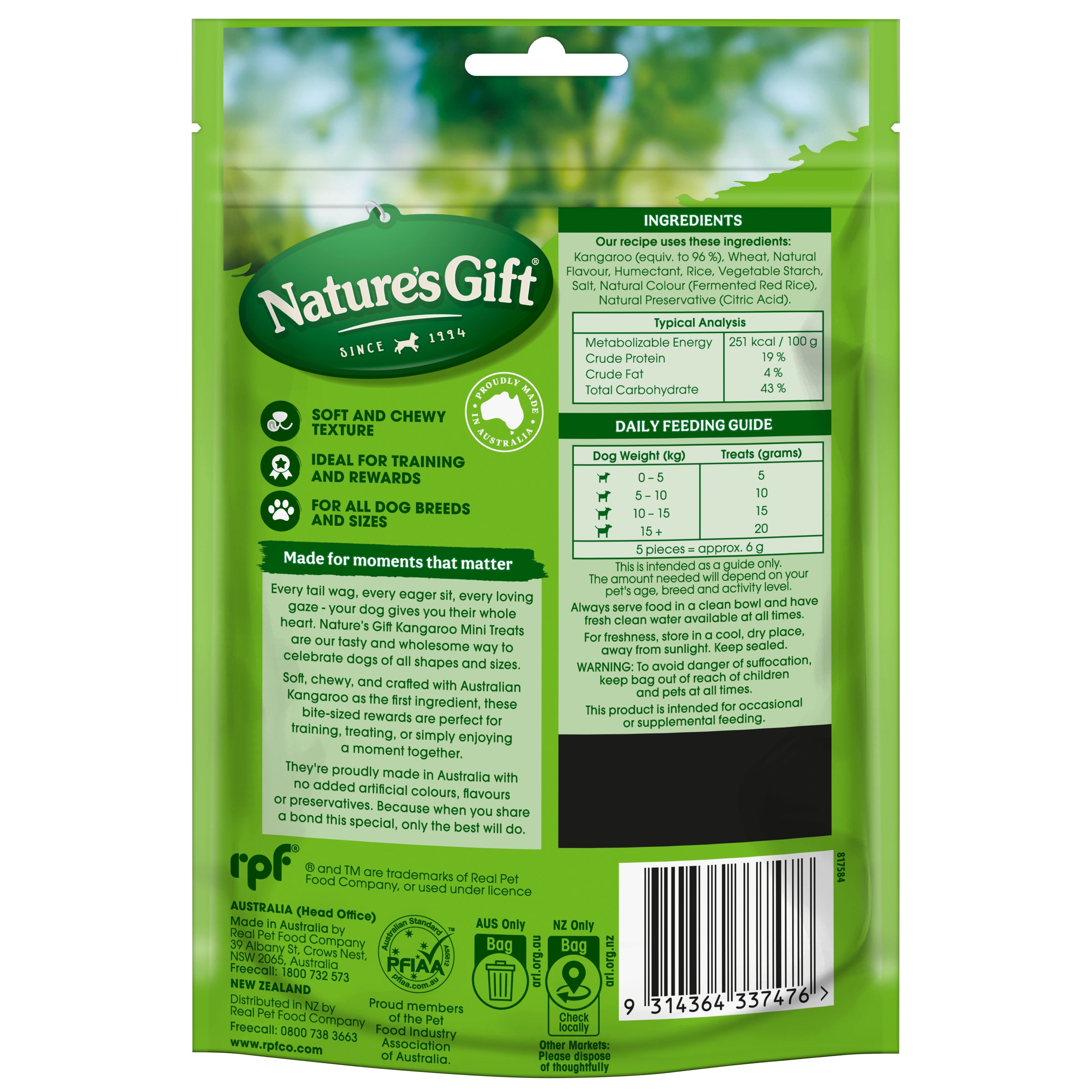 Nature's Gift Dog Treats Mini Bites Kangaroo 130g