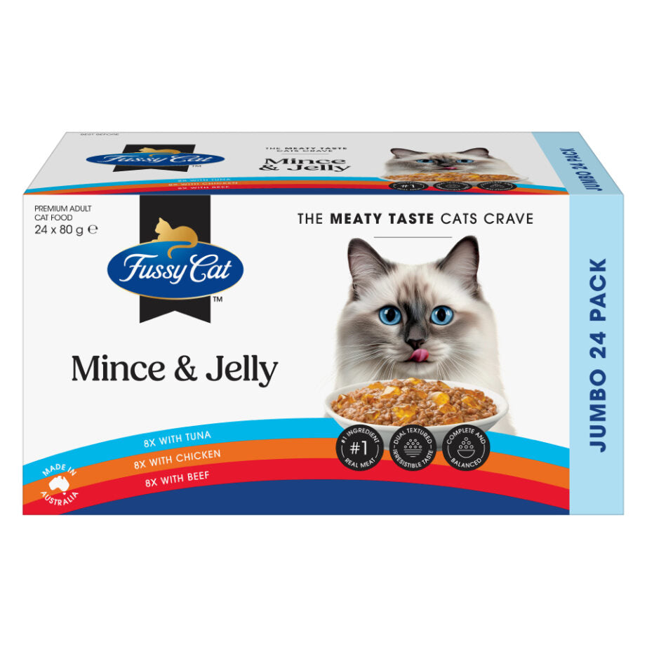 Fussy Cat Twice as Tasty Grain Free Mince & Jelly Wet Cat Food 24x80g