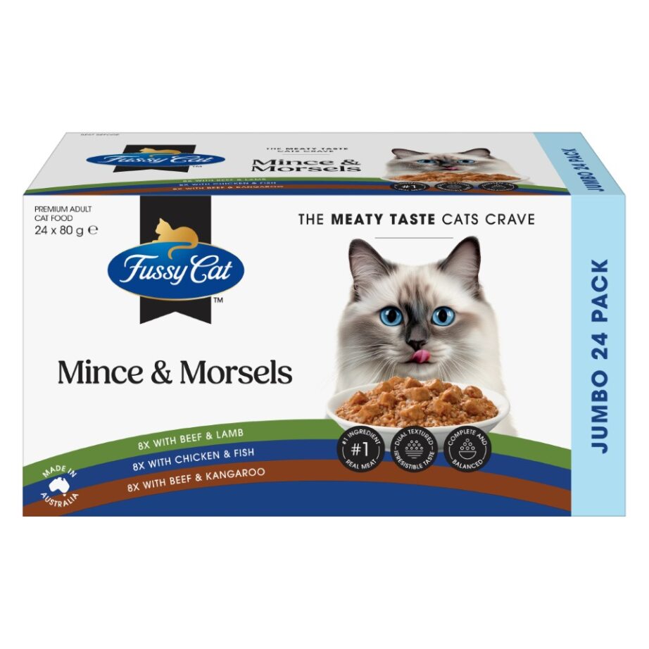 Fussy Cat Twice as Tasty Grain Free Mince & Morsels Wet Cat Food 24x80g