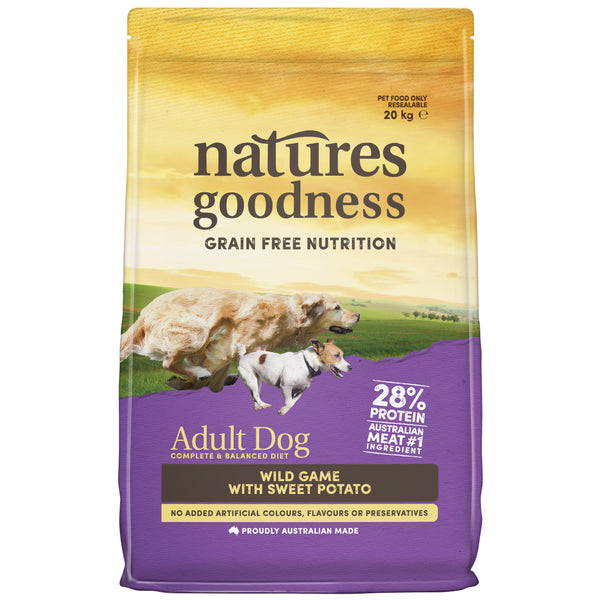 Natures Goodness Grain Free Wild Game with Sweet Potato Adult Dry Dog Food 20kg