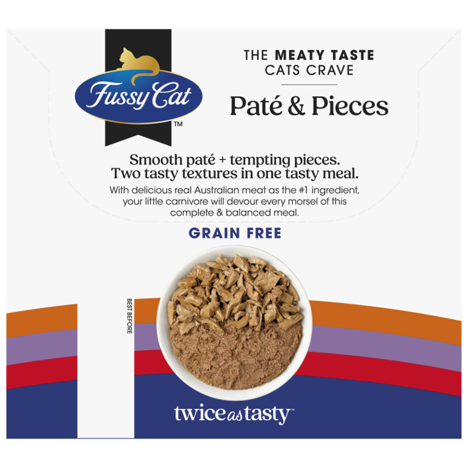 Fussy Cat Twice as Tasty Grain Free Paté & Pieces Wet Cat Food 12x80g