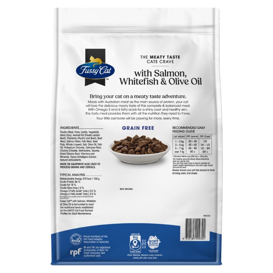 Fussy Cat Grain Free With Salmon, Whitefish & Olive Oil Dry Cat Food 4kg