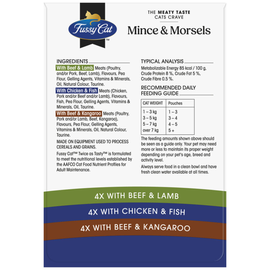 Fussy Cat Twice as Tasty Grain Free Mince & Morsels Wet Cat Food 12x80g