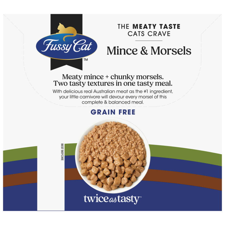 Fussy Cat Twice as Tasty Grain Free Mince & Morsels Wet Cat Food 12x80g