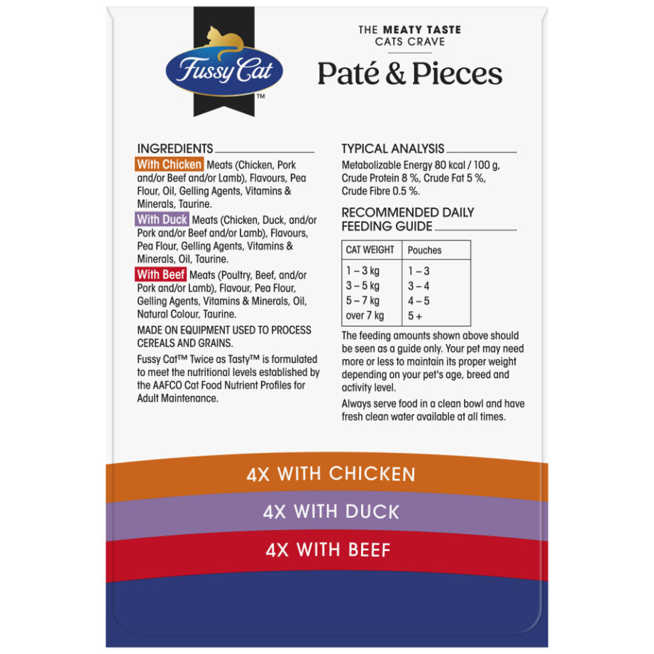 Fussy Cat Twice as Tasty Grain Free Paté & Pieces Wet Cat Food 12x80g