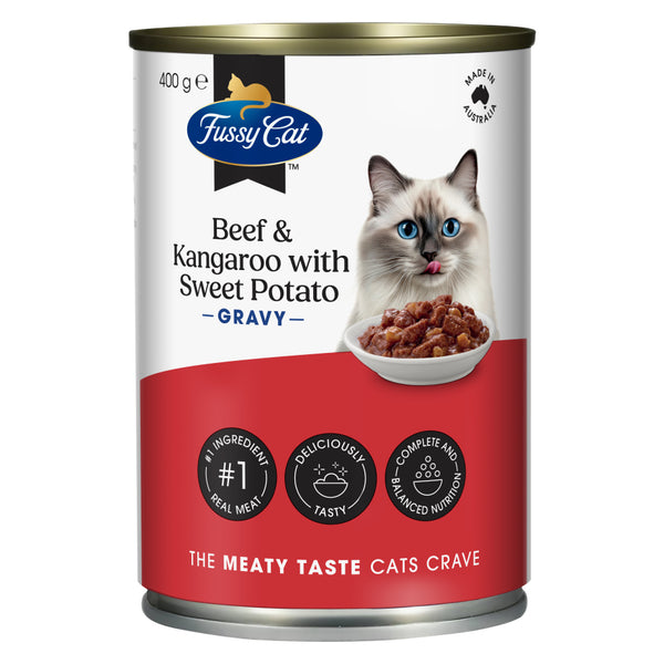 Fussy Cat Grain Free Beef and Kangaroo with Sweet Potato Wet Cat Food 400g
