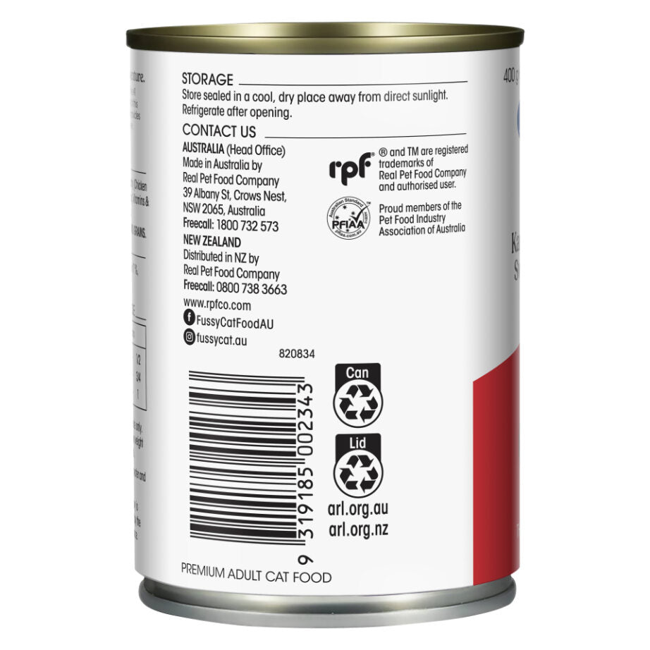 Fussy Cat Grain Free Beef and Kangaroo with Sweet Potato Wet Cat Food 400g