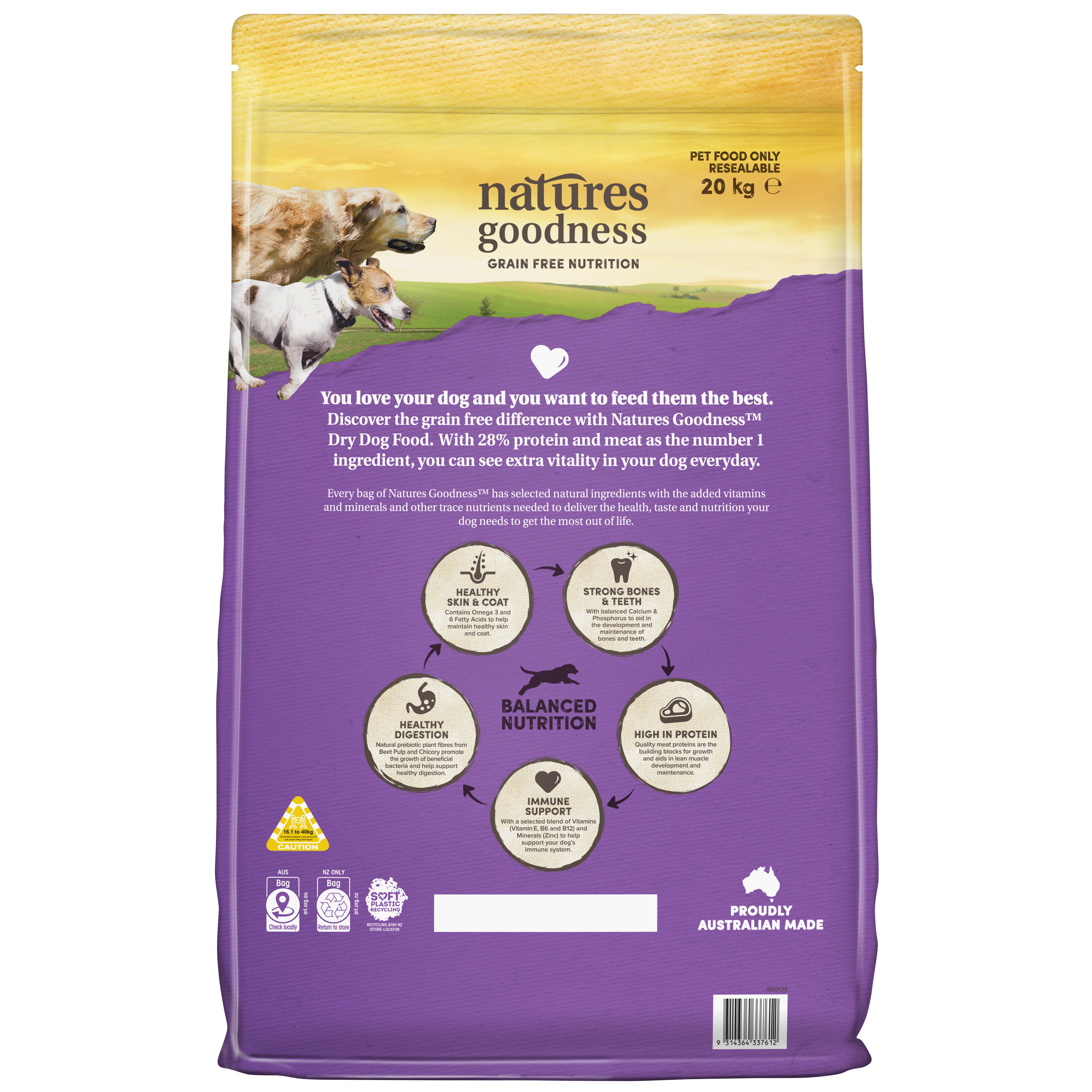 Natures Goodness Grain Free Wild Game with Sweet Potato Adult Dry Dog Food 20kg