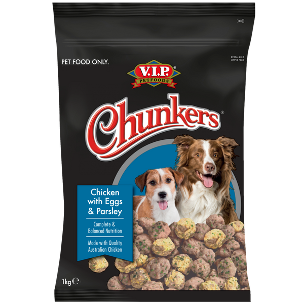 V.I.P. Petfoods Chunkers Meatballs Chicken with Scrambled Eggs and Parsley Chilled Dog Food 1kg