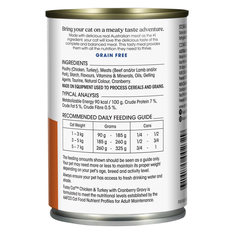 Fussy Cat Grain Free Chicken and Turkey with Cranberry Wet Cat Food 400g