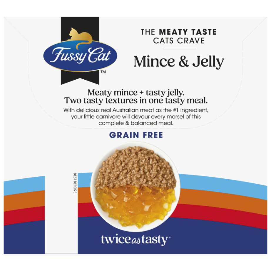 Fussy Cat Twice as Tasty Grain Free Mince & Jelly Wet Cat Food 12x80g
