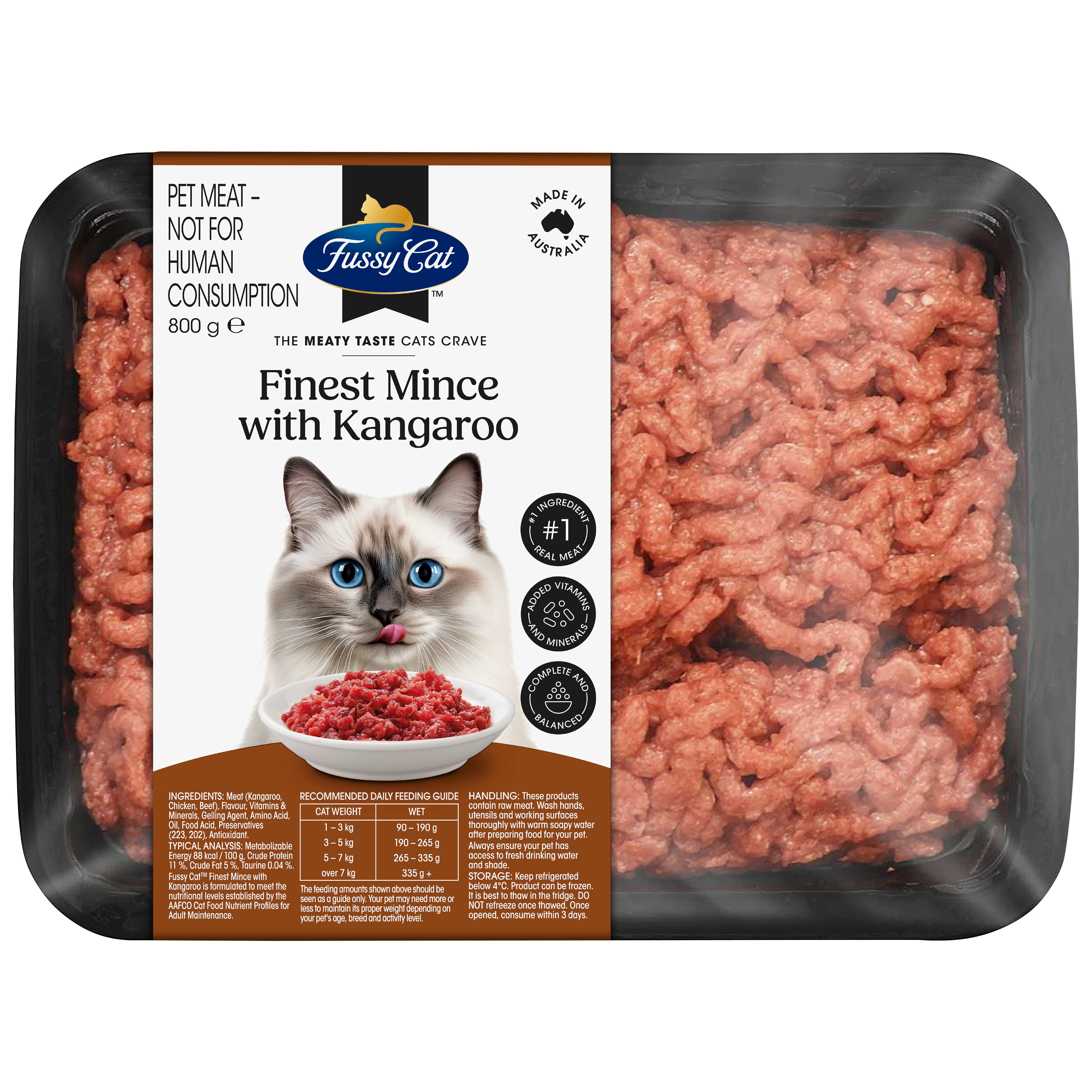 Fussy Cat Grain Free Finest Mince with Kangaroo Chilled Cat Food 800g