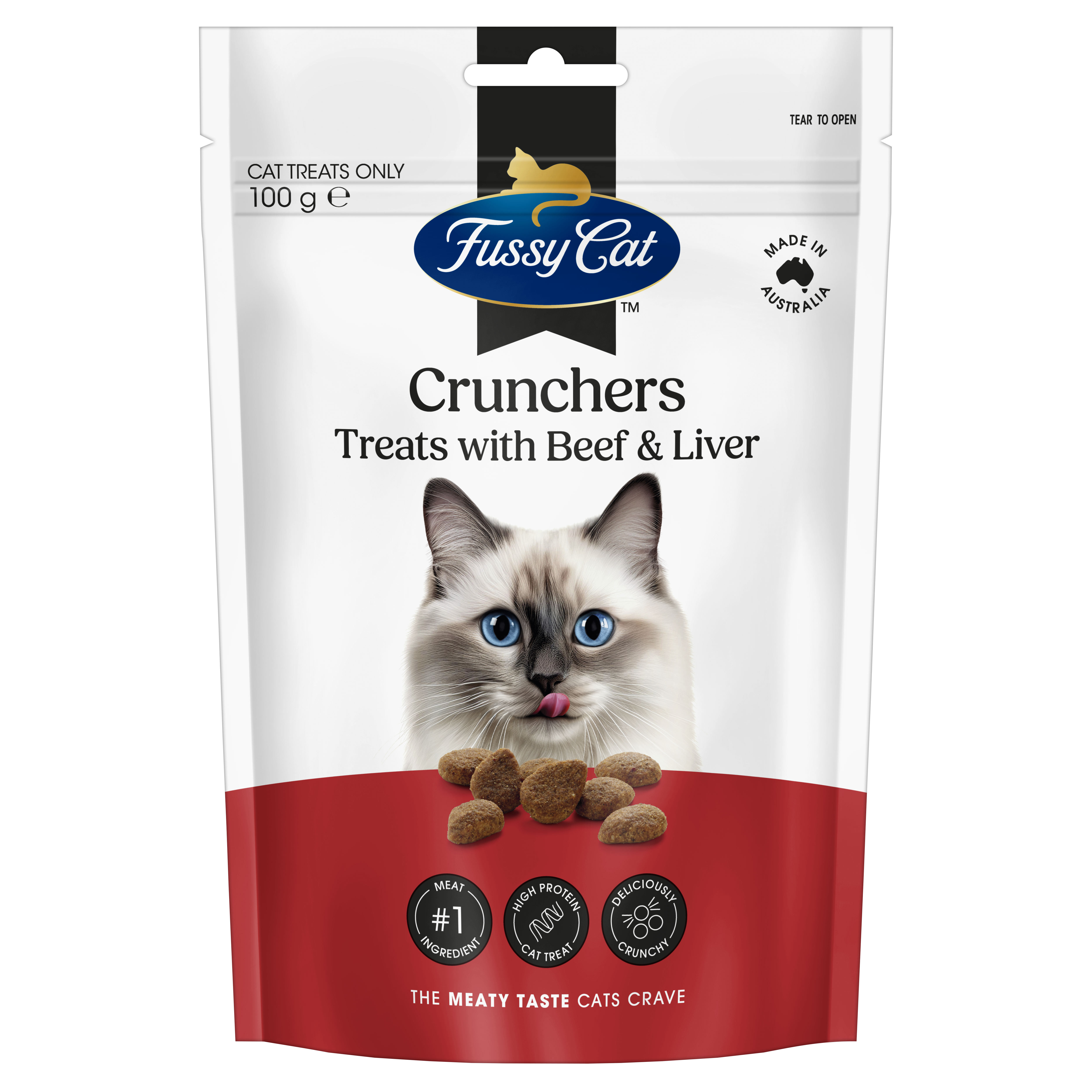 Fussy Cat Grain Free Crunchers with Beef & Liver 100g