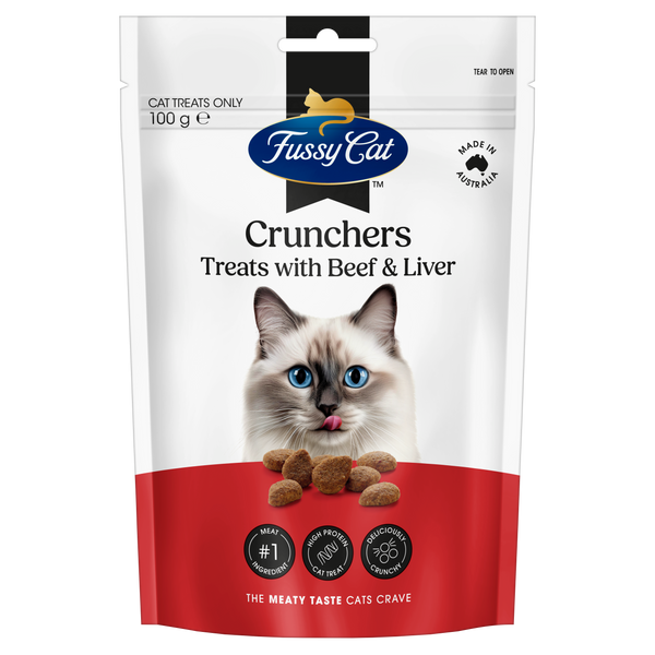 Fussy Cat Grain Free Crunchers with Beef & Liver 100g