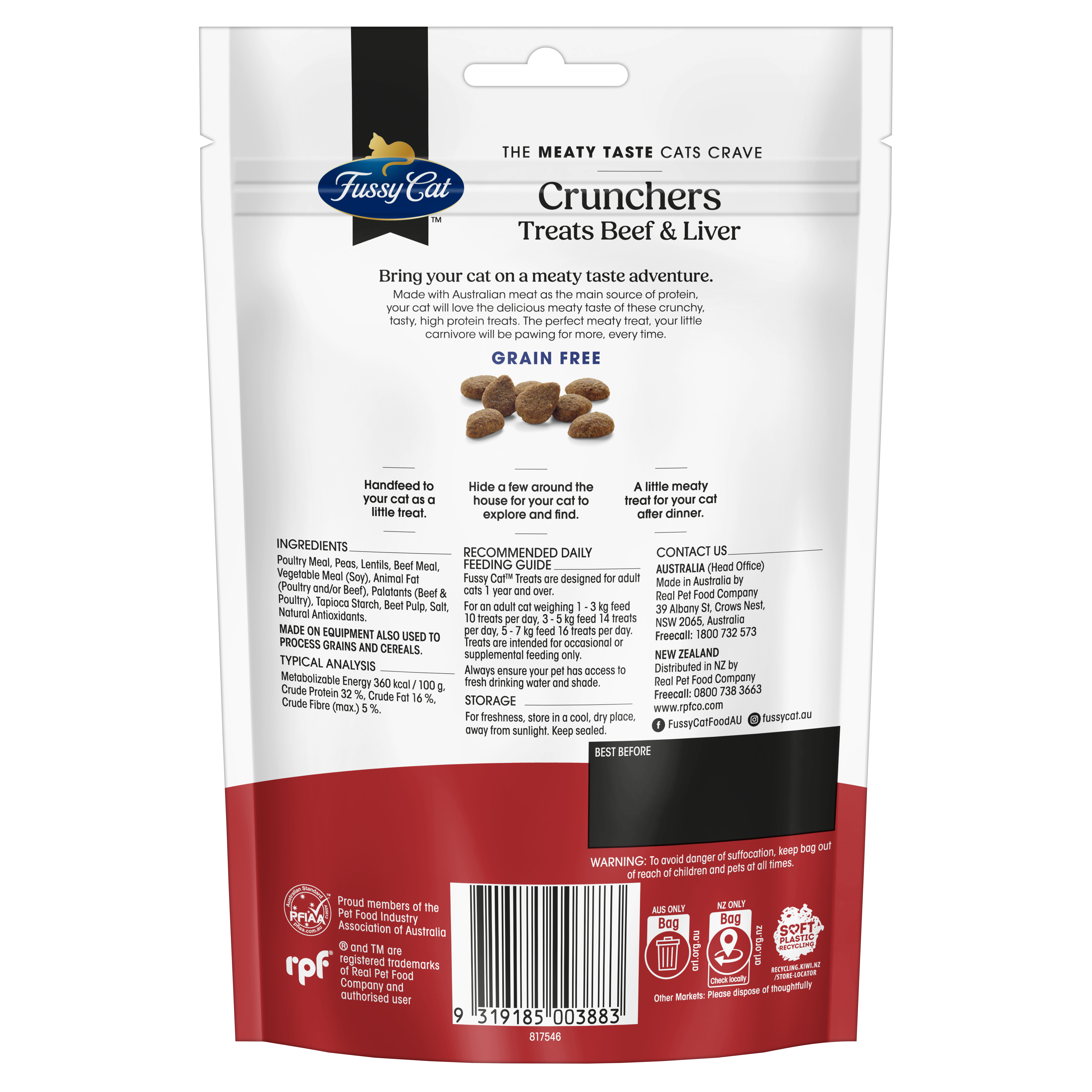 Fussy Cat Grain Free Crunchers with Beef & Liver 100g