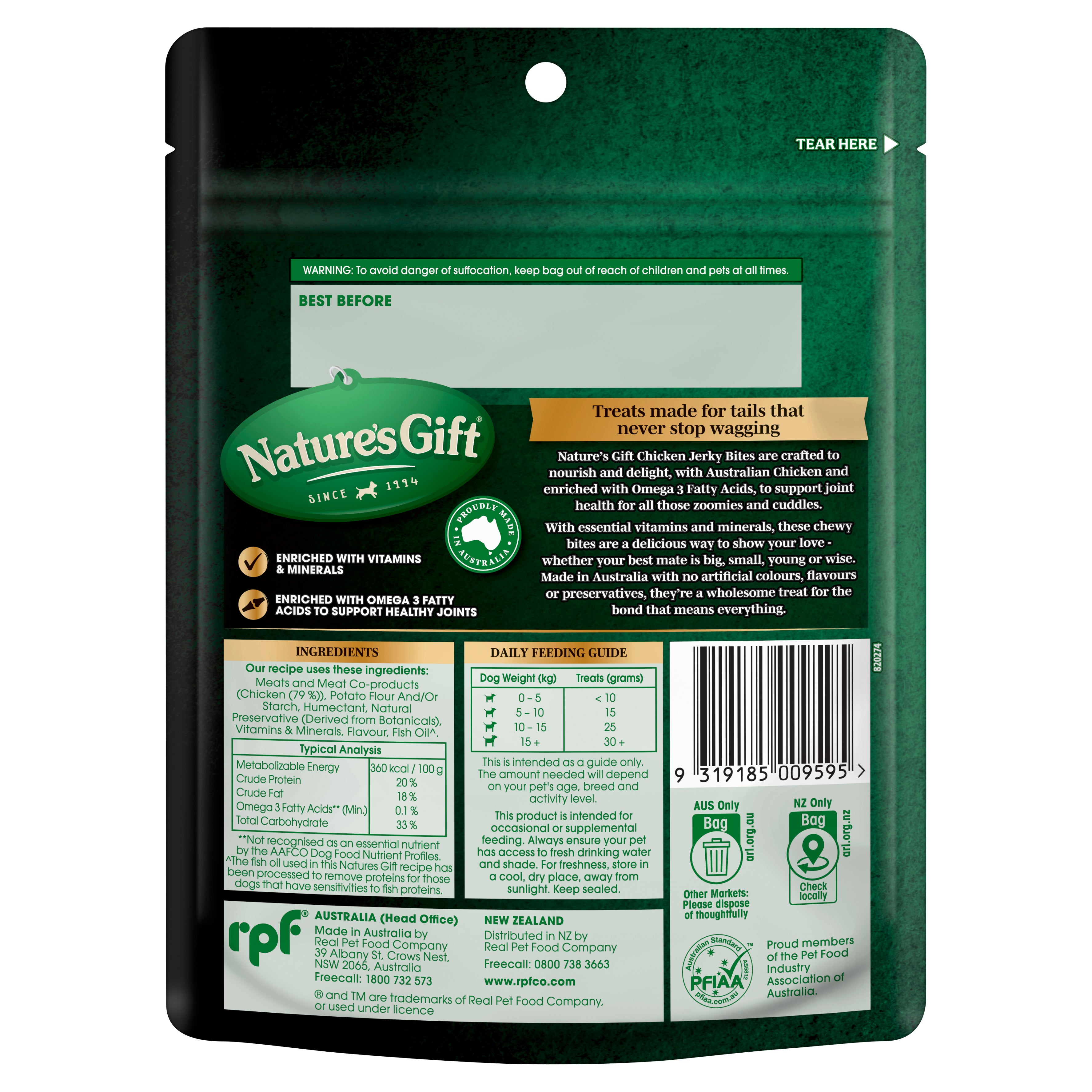 Nature's Gift Chicken Jerky Bites 150g