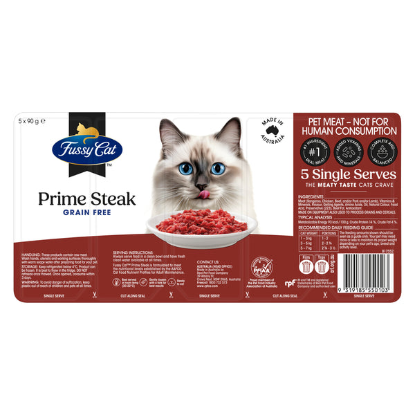 Fussy Cat Grain Free Prime Steak Mince Chilled Cat Food 5x 90g