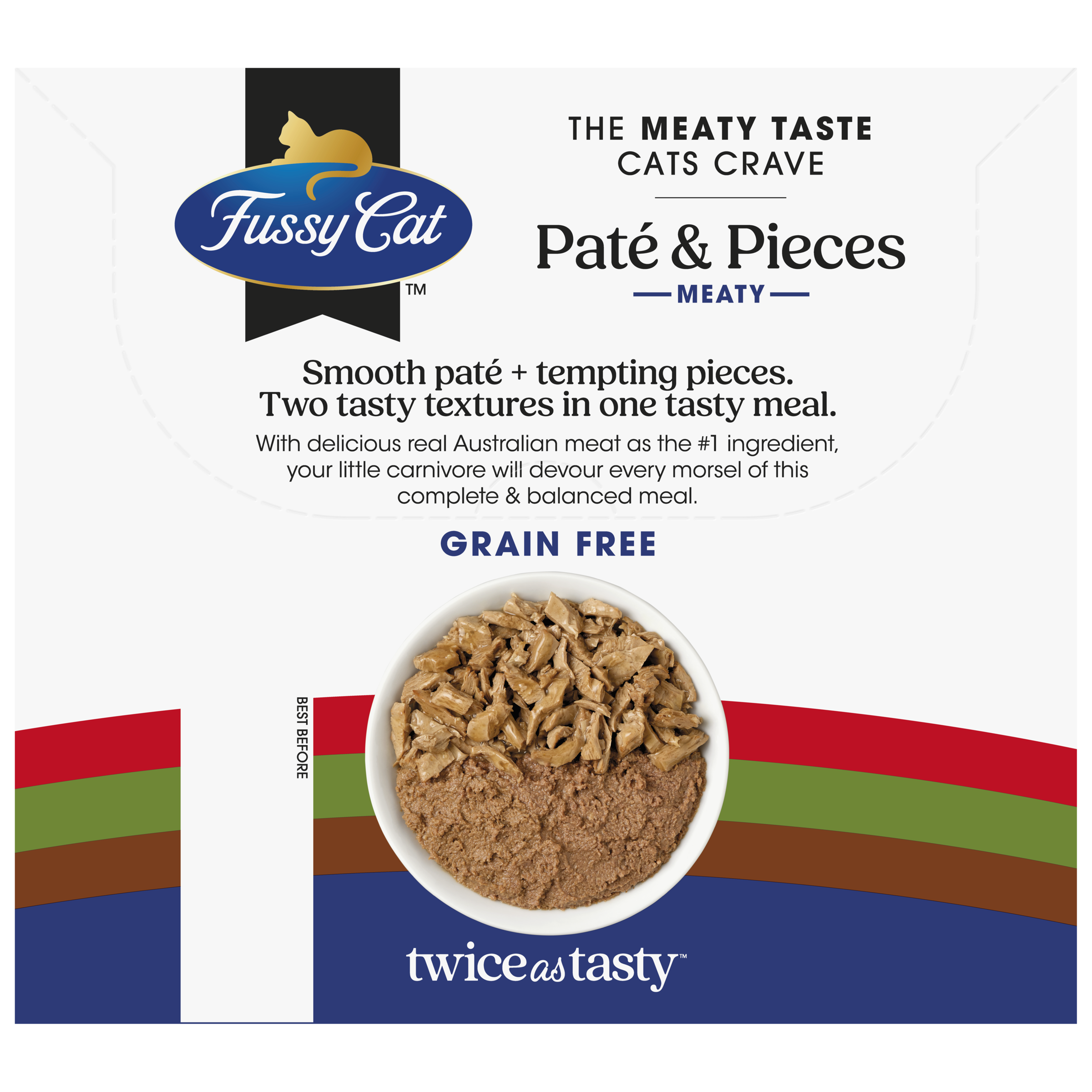 Fussy Cat Twice as Tasty Grain Free Paté & Pieces Wet Cat Food 12x80g