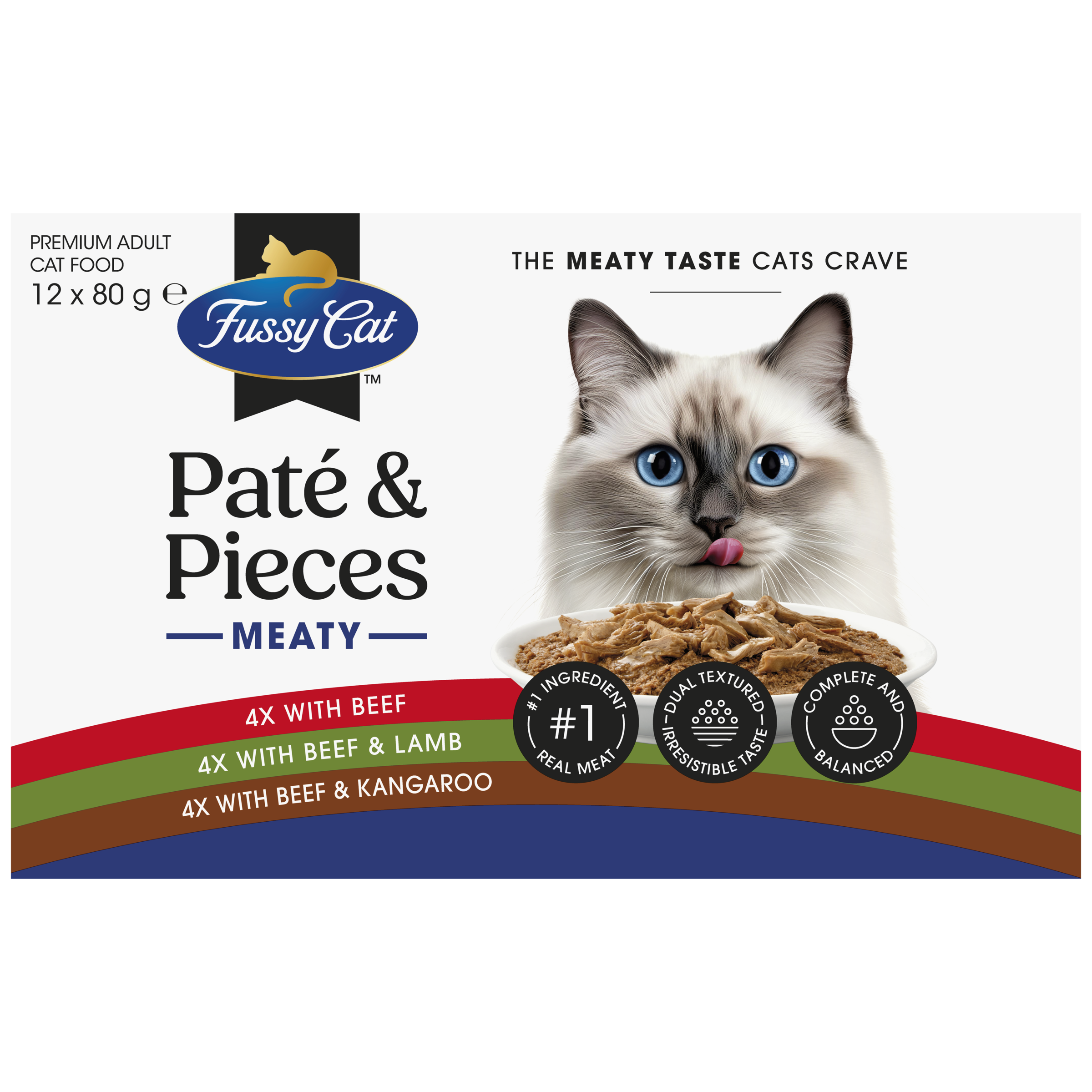 Fussy Cat Twice as Tasty Grain Free Paté & Pieces Wet Cat Food 12x80g