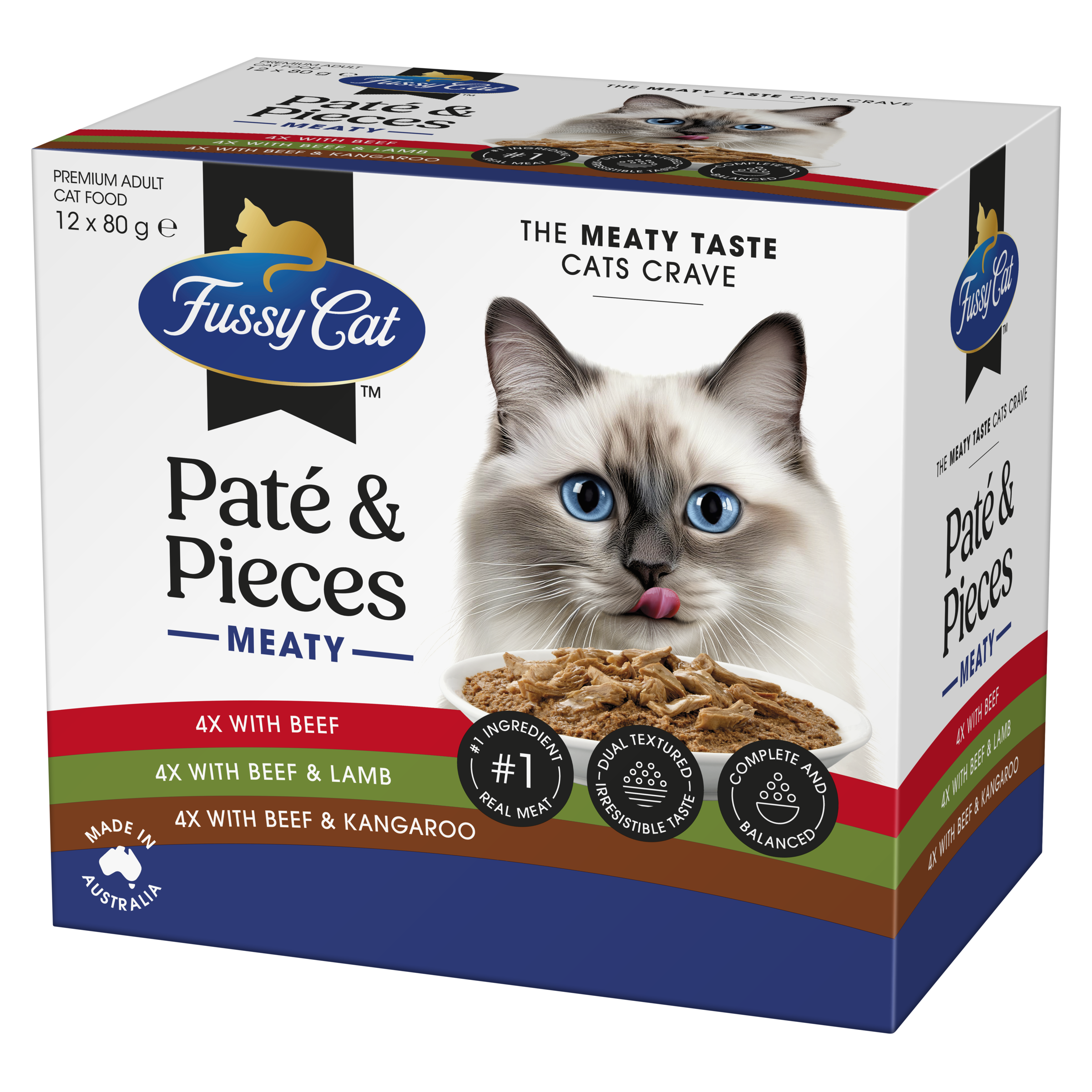Fussy Cat Twice as Tasty Grain Free Paté & Pieces Wet Cat Food 12x80g