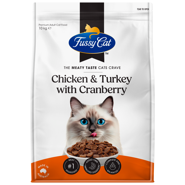 Fussy Cat Grain Free Chicken and Turkey with Cranberry Dry Cat Food 10kg