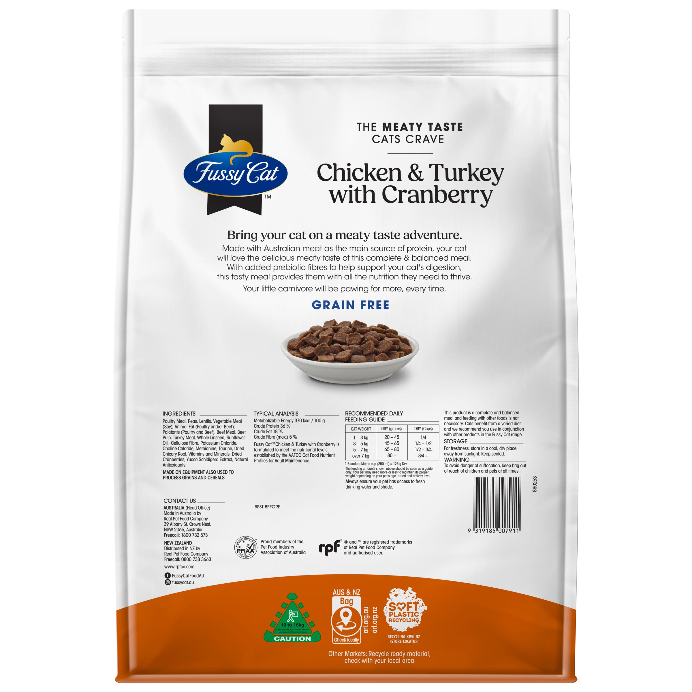 Fussy Cat Grain Free Chicken and Turkey with Cranberry Dry Cat Food 10kg