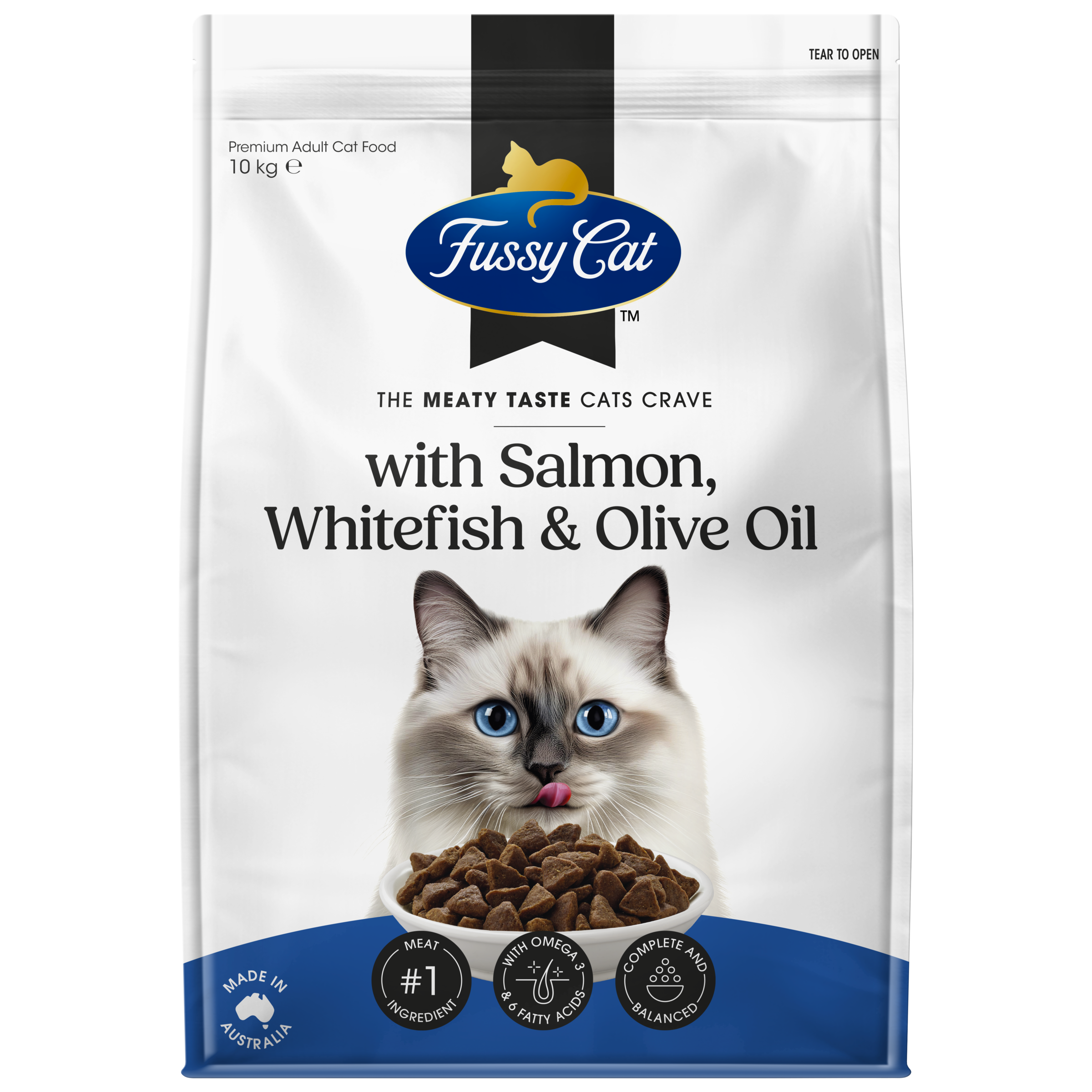 Fussy Cat Grain Free With Salmon, Whitefish & Olive Oil Dry Cat Food 10kg