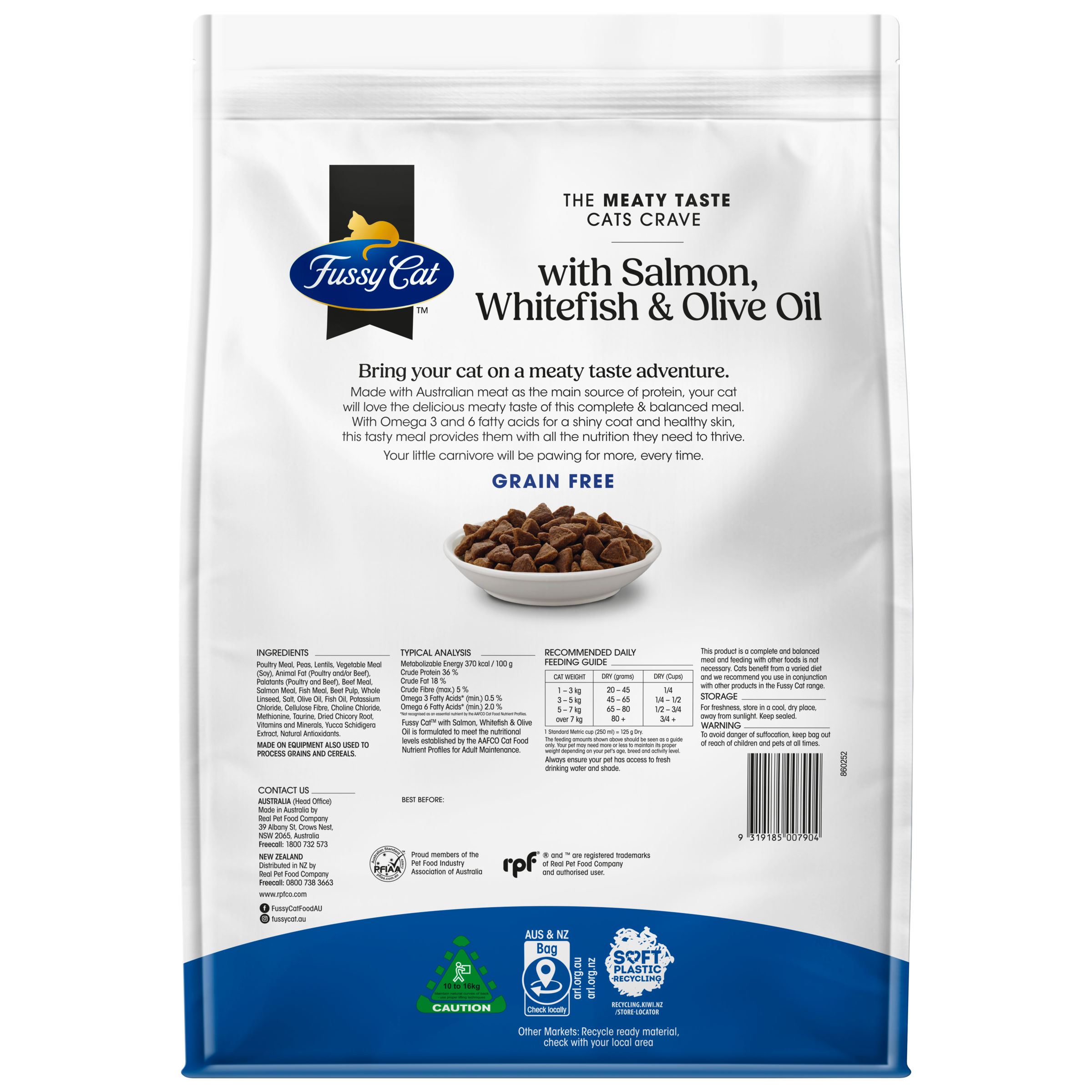 Fussy Cat Grain Free With Salmon, Whitefish & Olive Oil Dry Cat Food 10kg