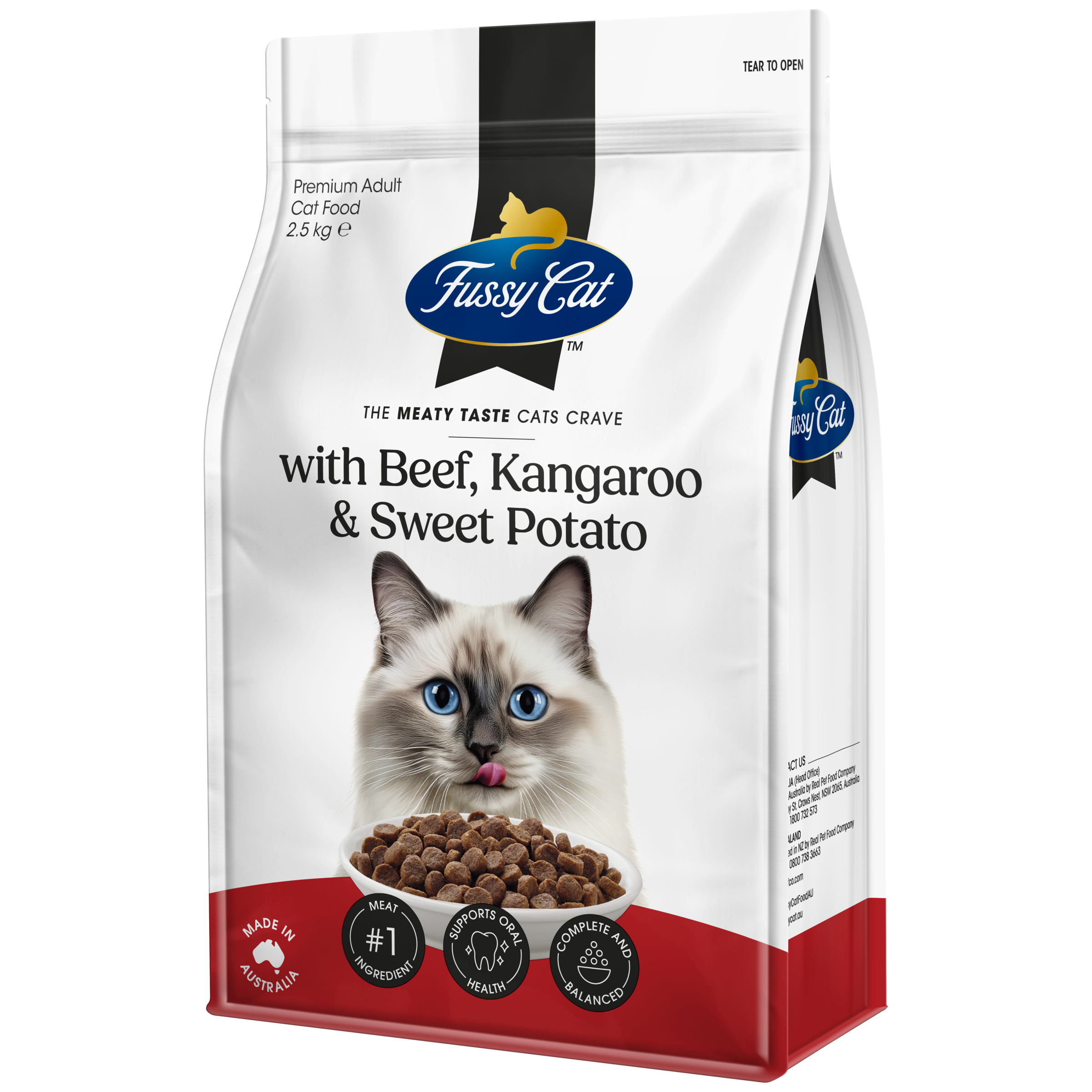 Fussy Cat Grain Free Beef and Kangaroo with Sweet Potato Dry Cat Food 2.5kg