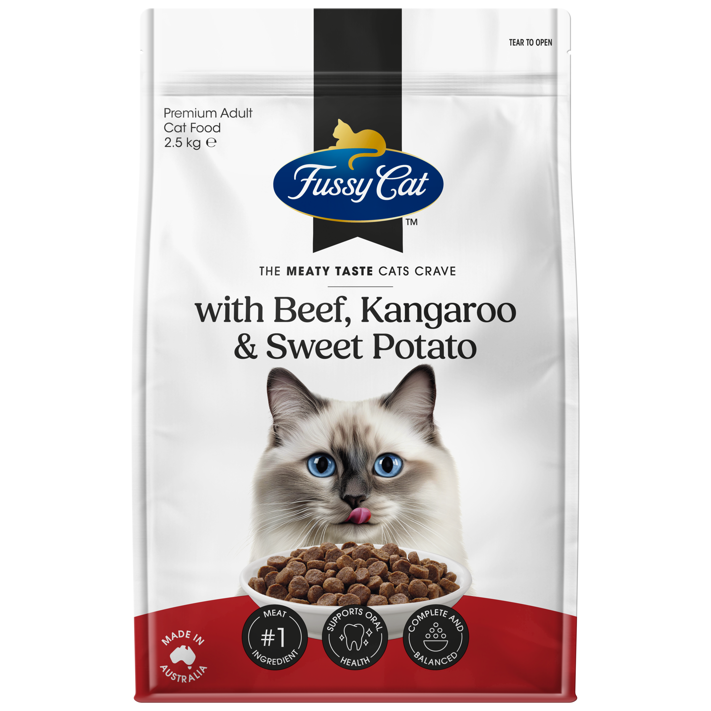 Fussy Cat Grain Free Beef and Kangaroo with Sweet Potato Dry Cat Food 2.5kg