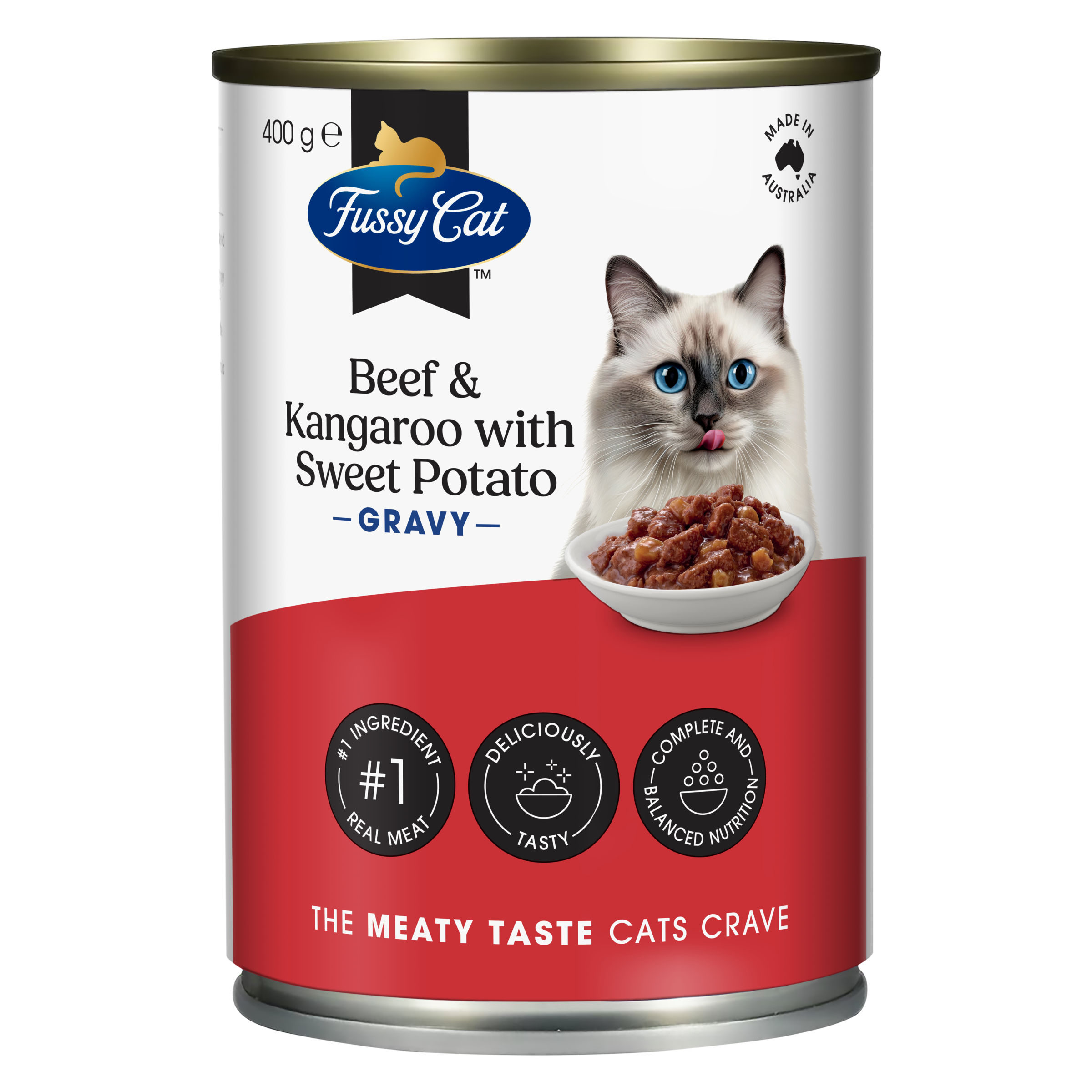 Fussy Cat Grain Free Beef and Kangaroo with Sweet Potato Wet Cat Food 400g