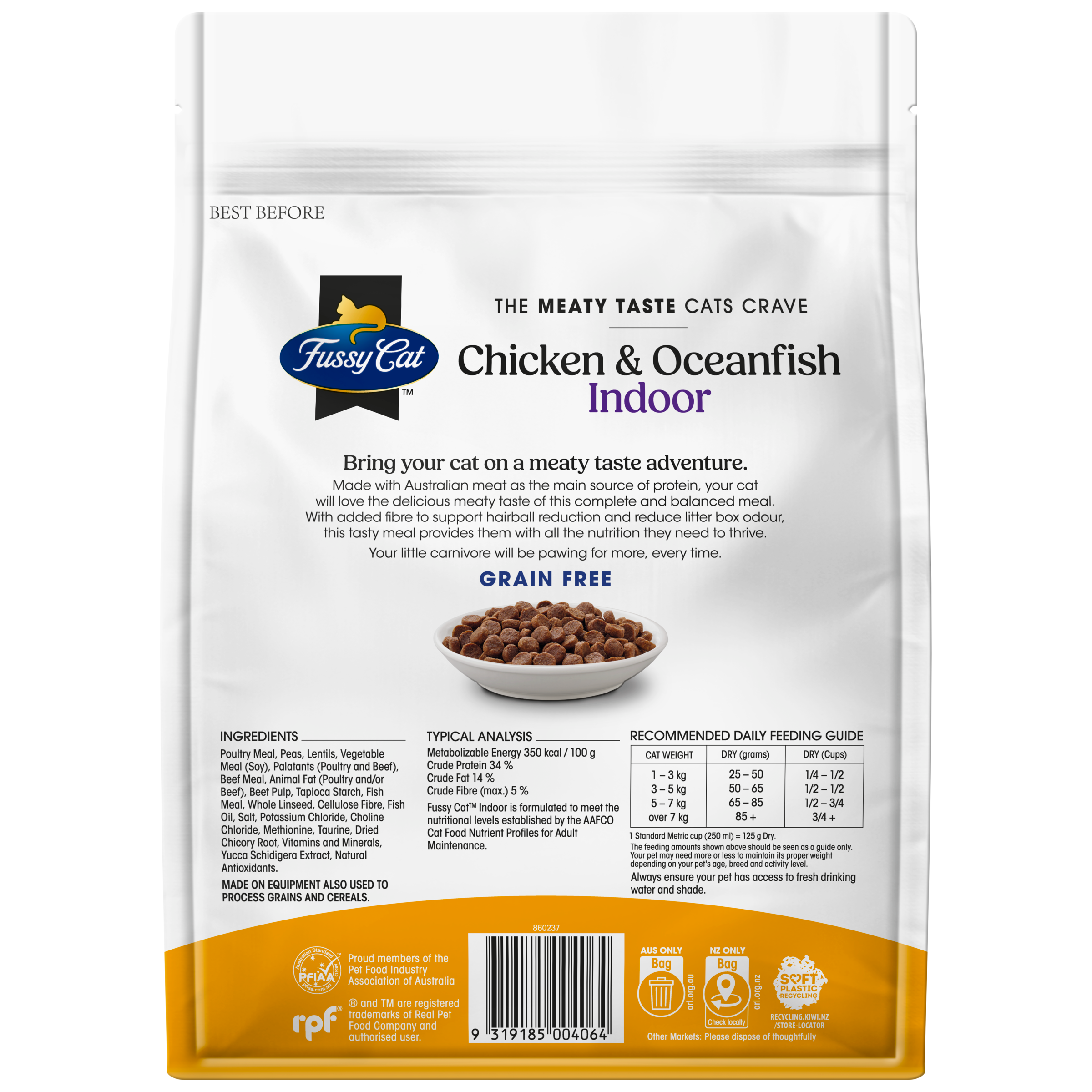 Fussy Cat Grain Free Indoor Chicken & Oceanfish Dry Cat Food 500g