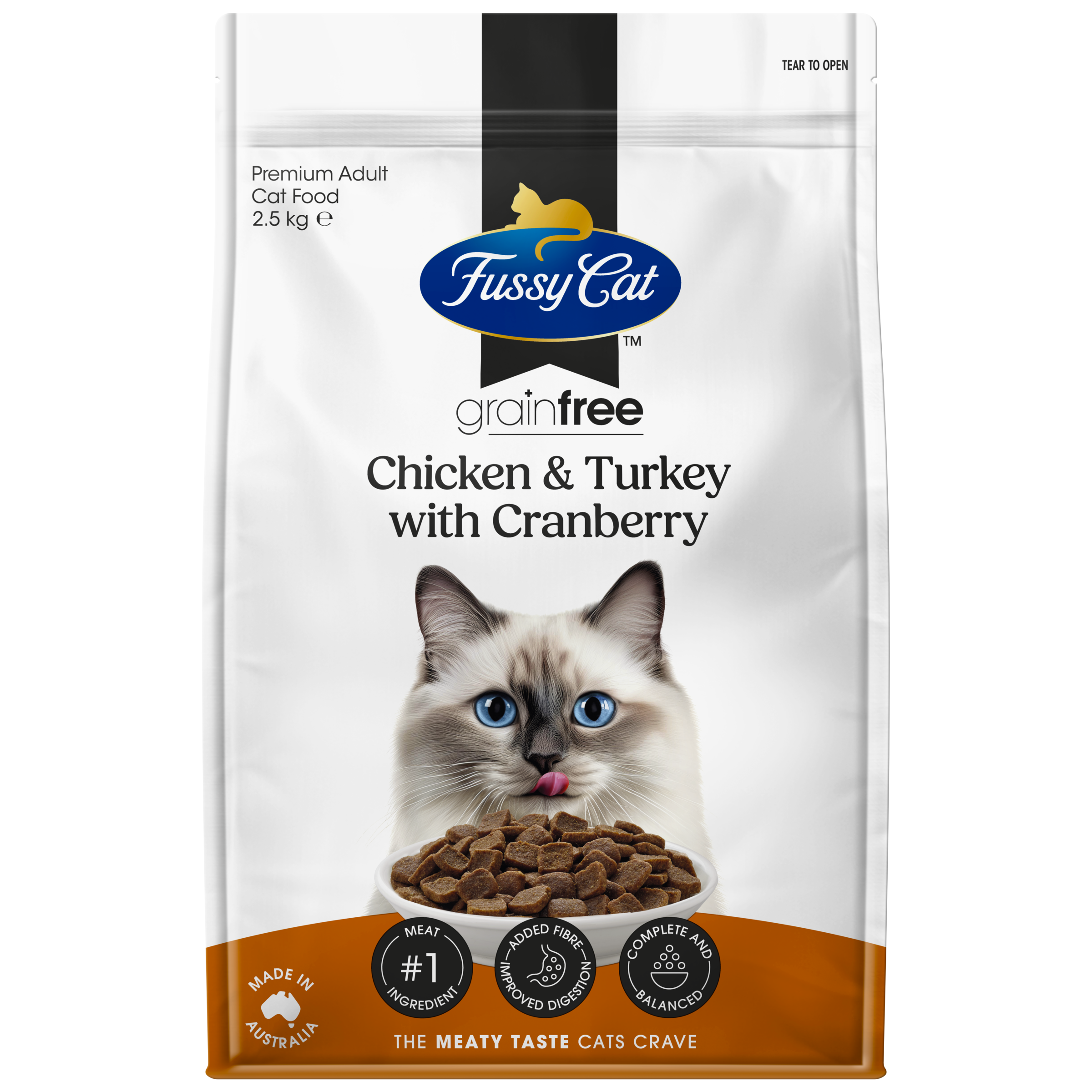 Fussy Cat Grain Free Chicken and Turkey with Cranberry Dry Cat Food 2.5kg