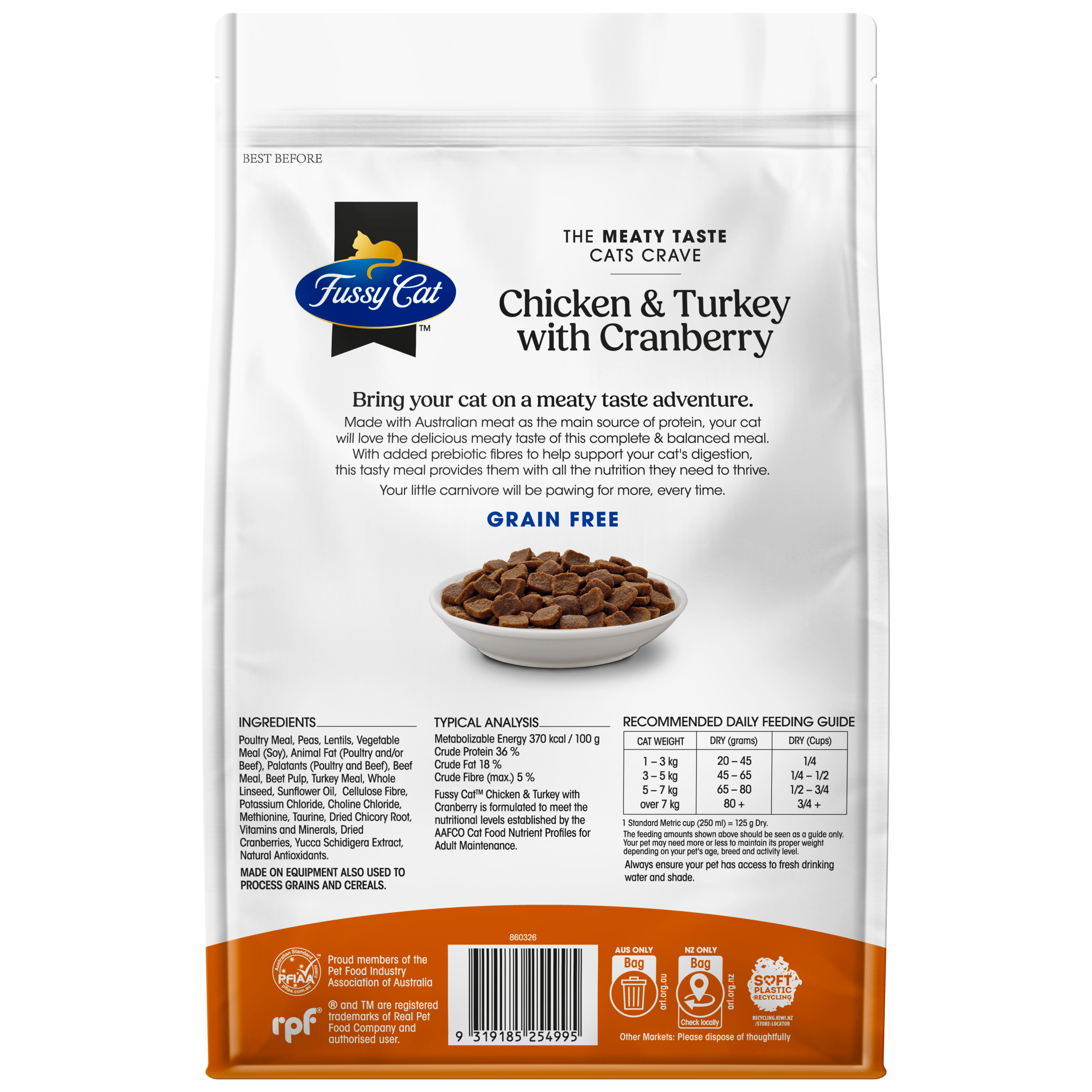 Fussy Cat Grain Free Chicken and Turkey with Cranberry Dry Cat Food 2.5kg