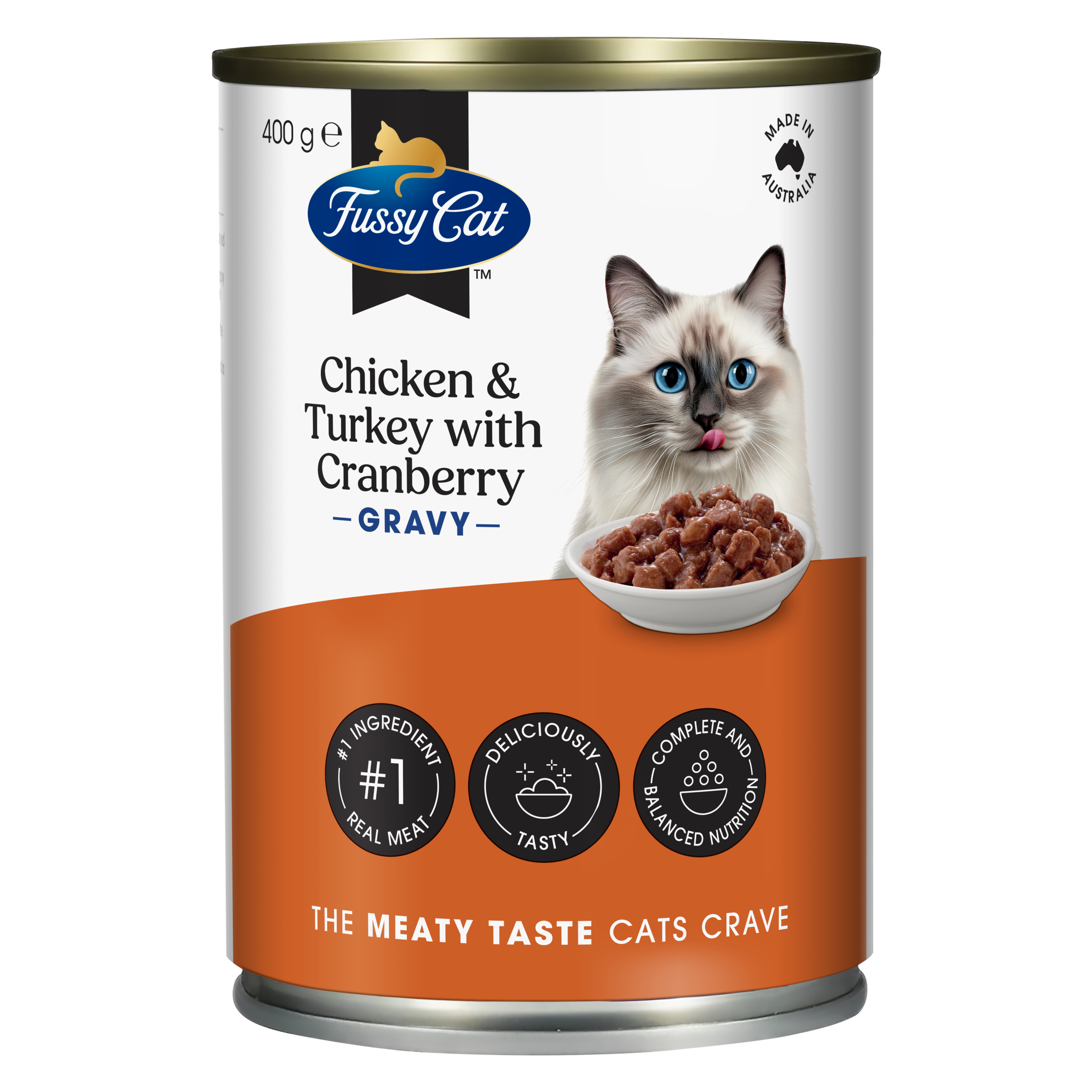 Fussy Cat Grain Free Chicken and Turkey with Cranberry Wet Cat Food 400g