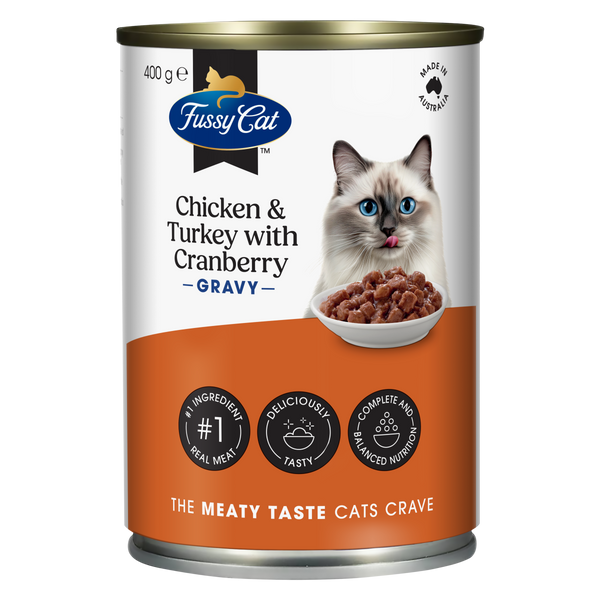 Fussy Cat Grain Free Chicken and Turkey with Cranberry Wet Cat Food 400g