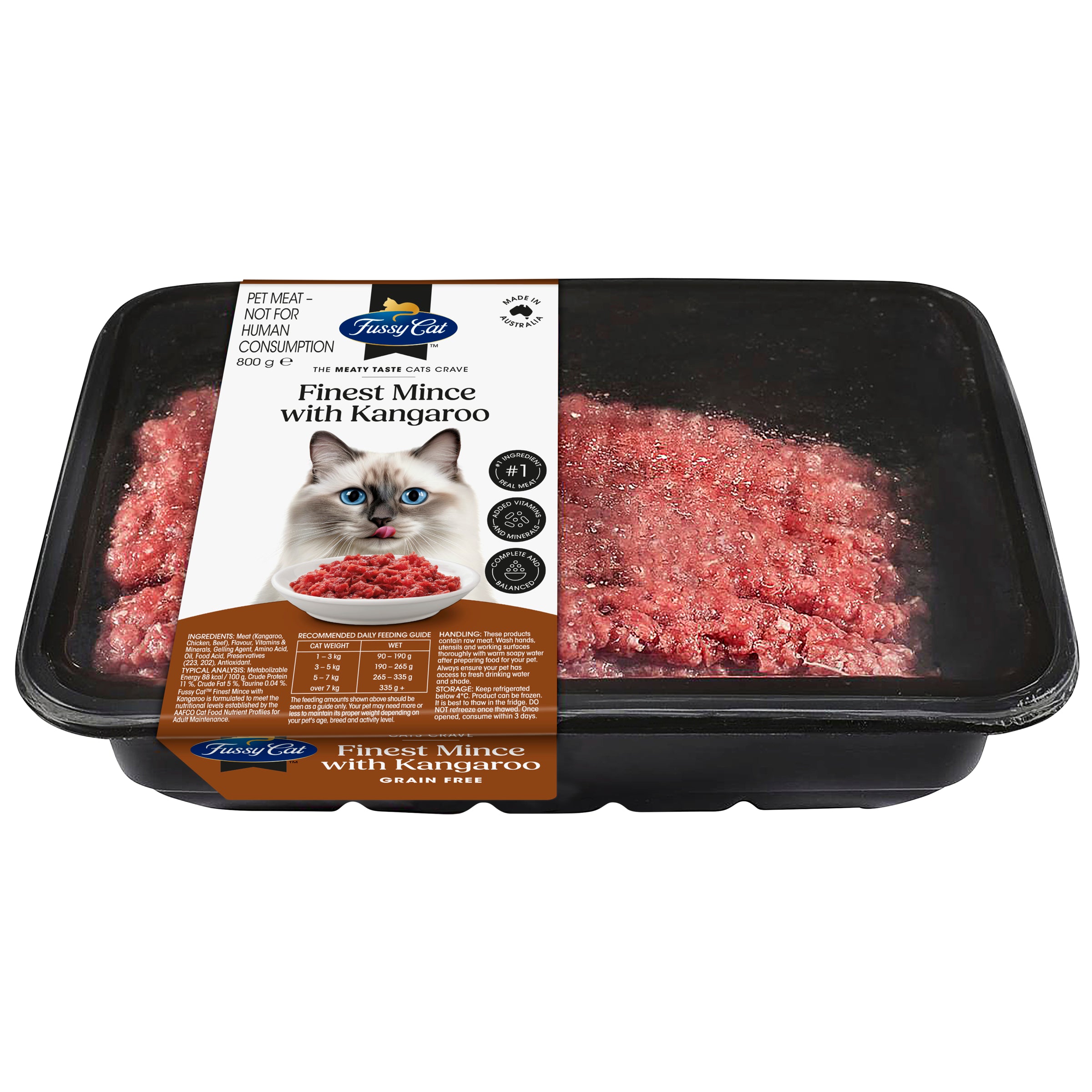 Fussy Cat Grain Free Finest Mince with Kangaroo Chilled Cat Food 800g