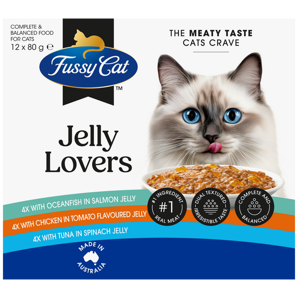 Fussy Cat Twice as Tasty Grain Free Jelly Lovers Wet Cat Food 12x80g