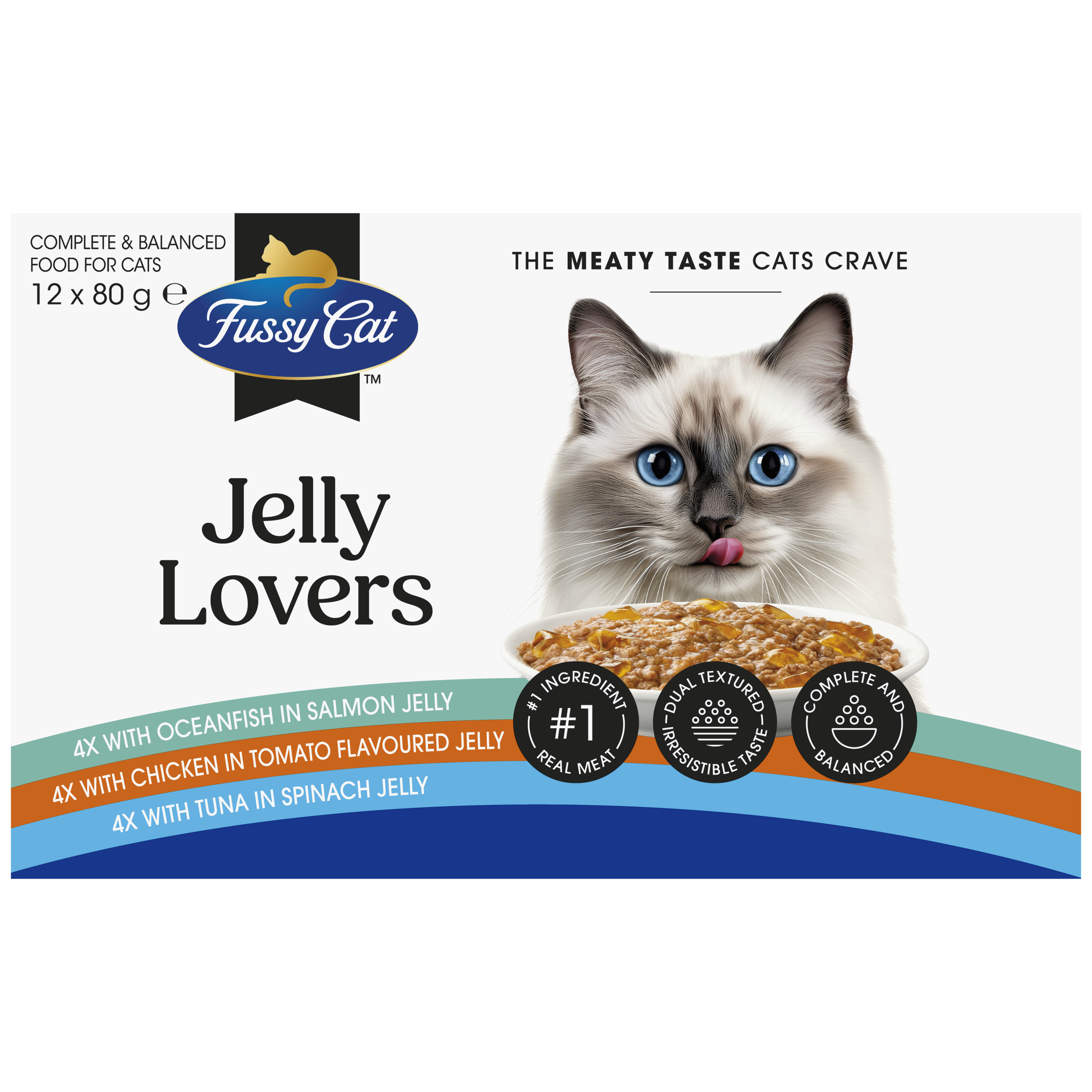 Fussy Cat Twice as Tasty Grain Free Jelly Lovers Wet Cat Food 12x80g