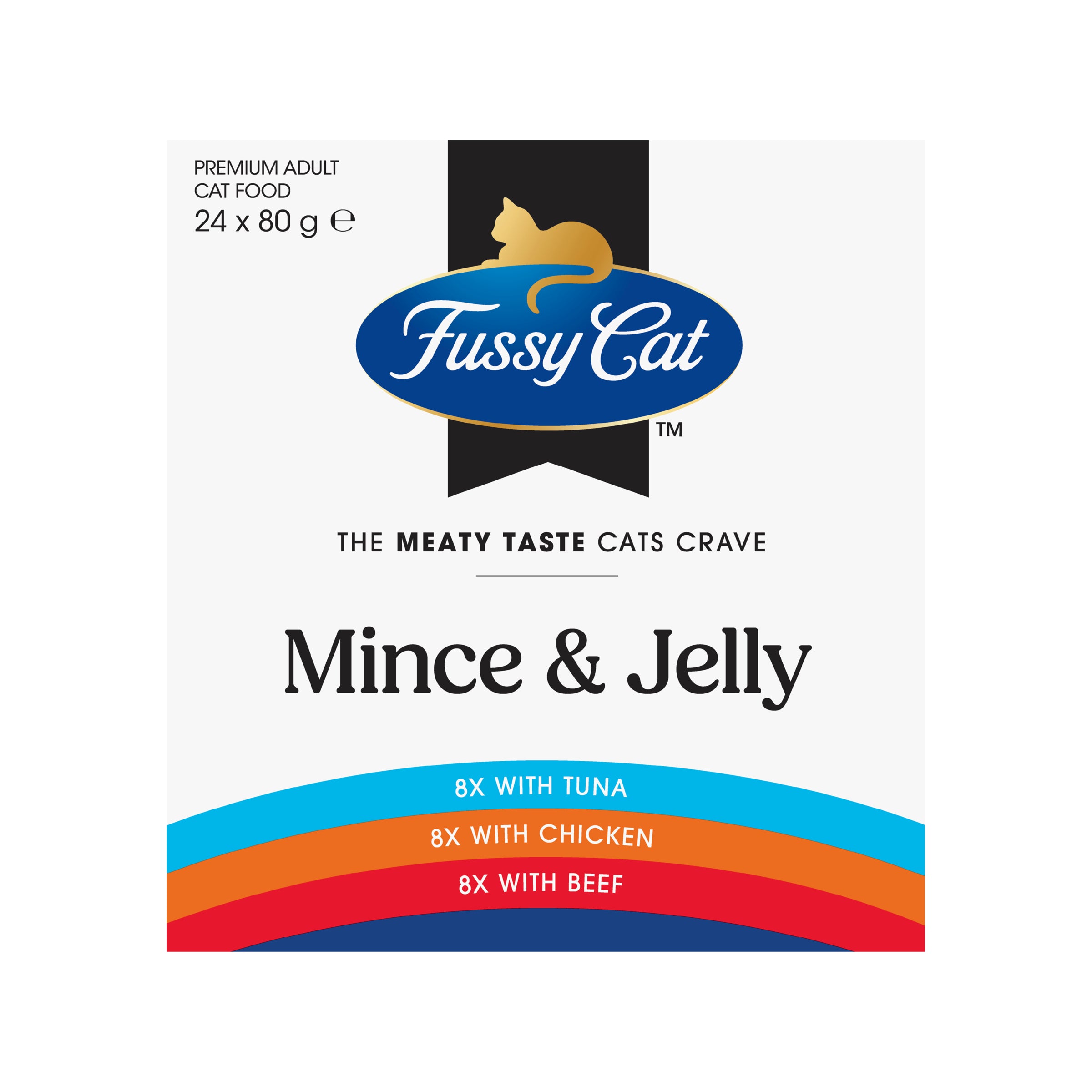 Fussy Cat Twice as Tasty Grain Free Mince & Jelly Wet Cat Food 24x80g