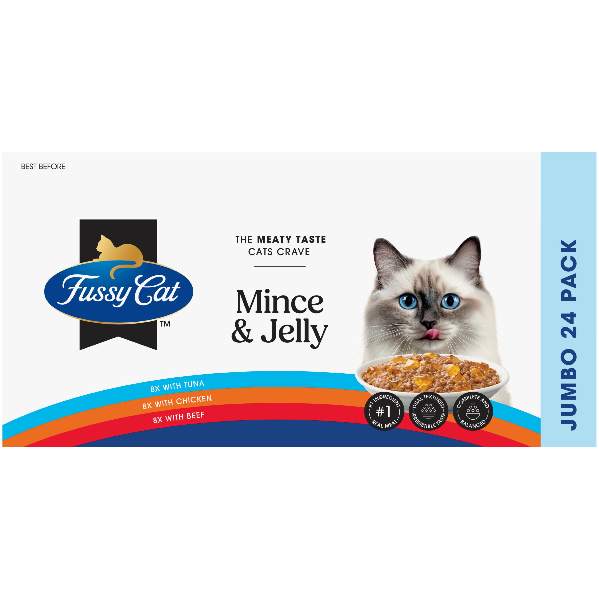 Fussy Cat Twice as Tasty Grain Free Mince & Jelly Wet Cat Food 24x80g