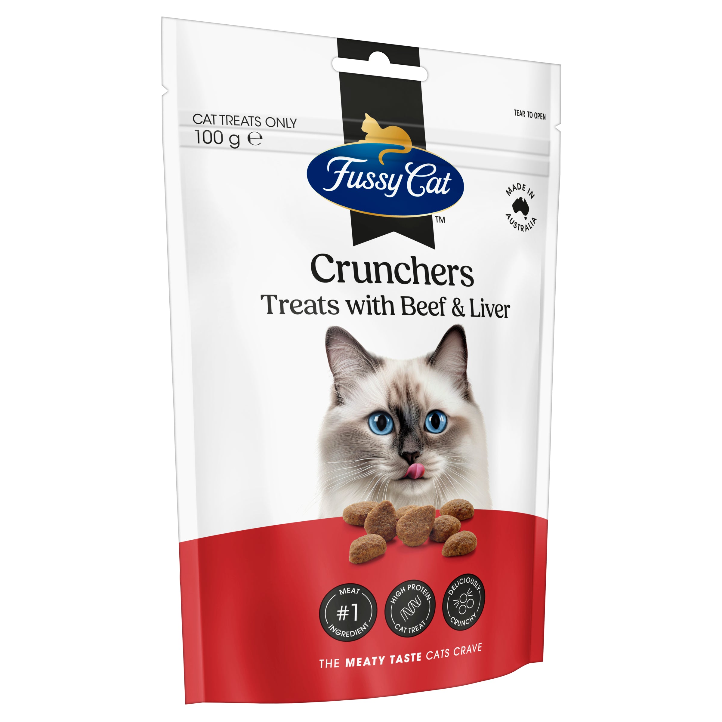 Fussy Cat Grain Free Crunchers with Beef & Liver 100g