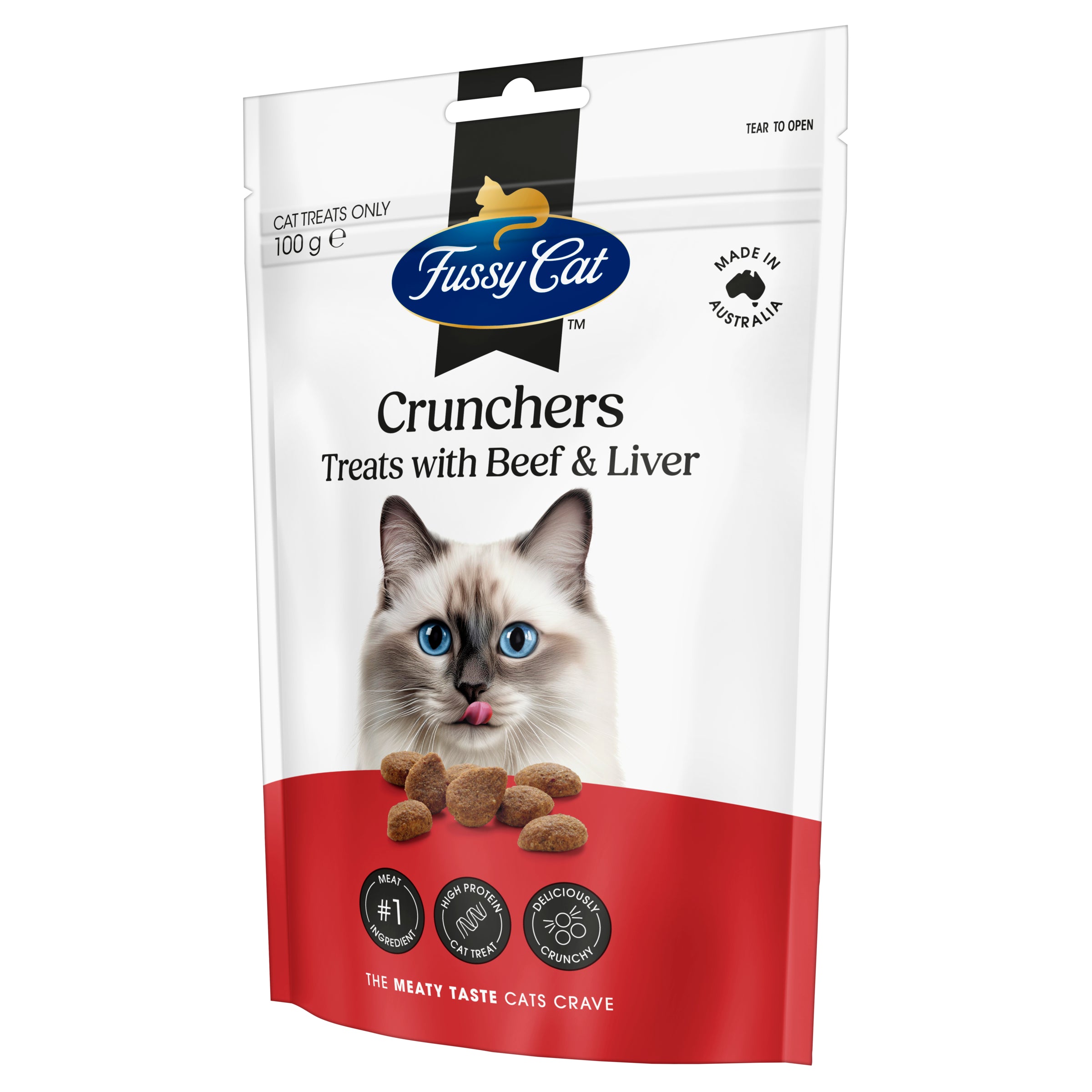 Fussy Cat Grain Free Crunchers with Beef & Liver 100g